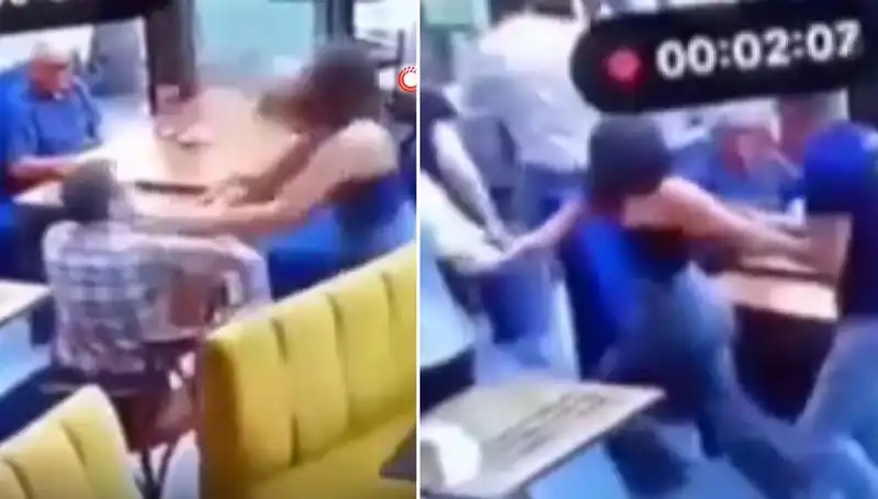 Garsonla Tartışan Müşteri, Feci Şekilde Dayak Yedi!